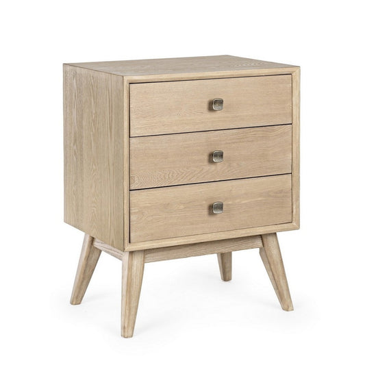 Mesita de noche Alannis 3 cajones en madera de melamina 48x35x66h cm