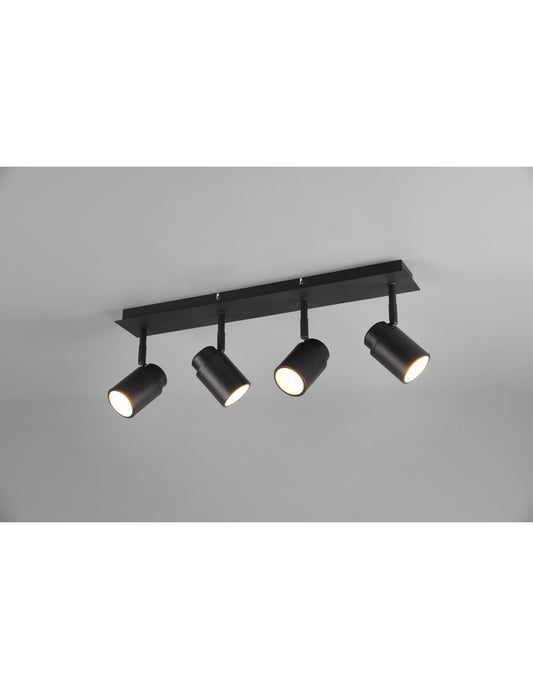 Barra Lineal 4 Focos Orientables Metal Negro Angelo Trio Lighting