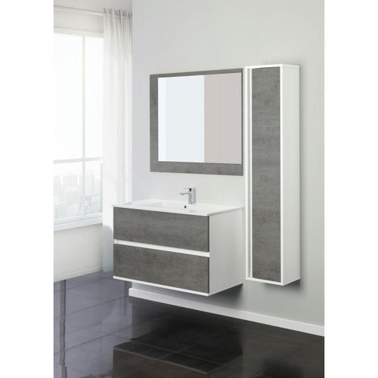 Composición de baño con dos cajones Línea Fabula Cemento Blanco 90x47x h57cm