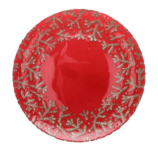 Piatto Portata 33x2.5 cm Vetro Rosso