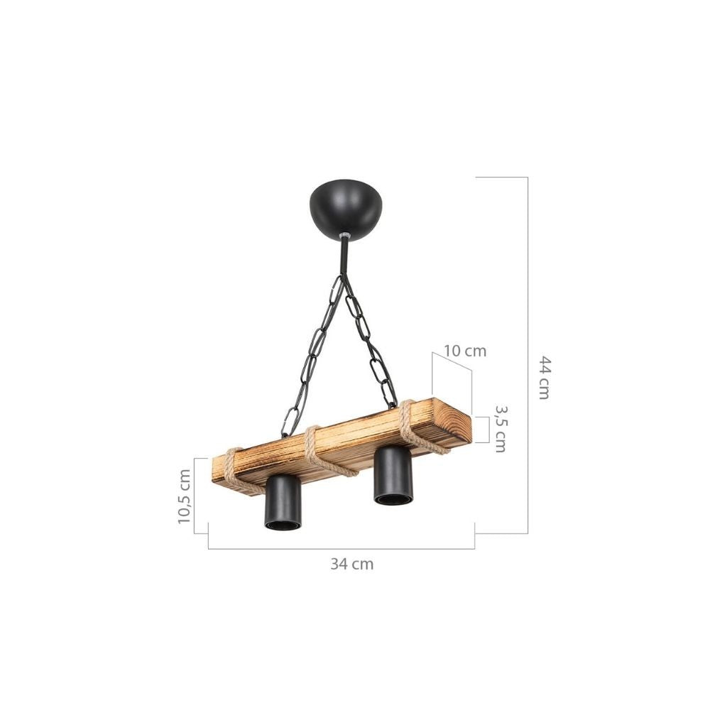 Lampada a sospensione Lagun ASZ1235 rustico industriale a 2 luci EFFEZ