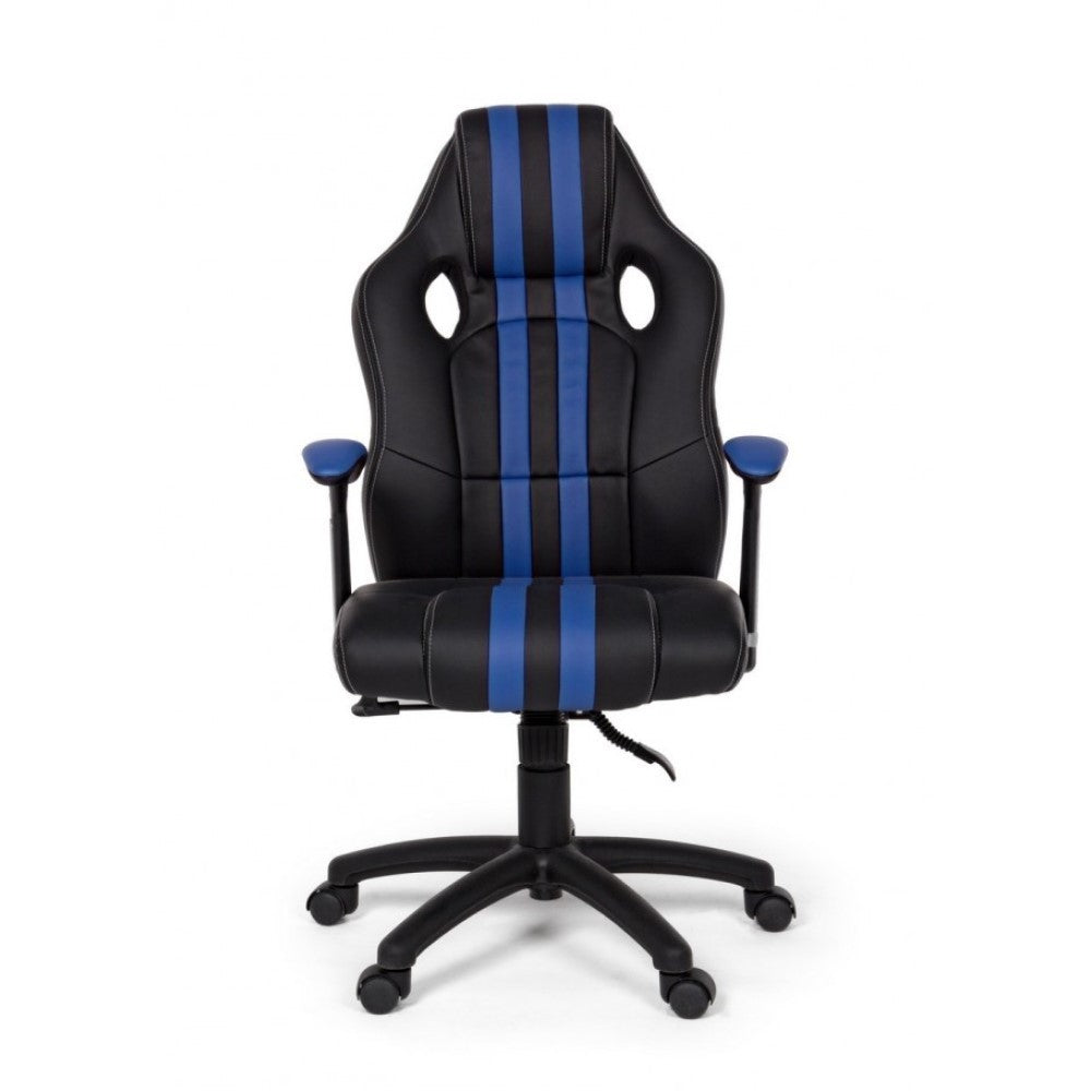 Sillón de oficina Spider con reposabrazos en símil piel azul