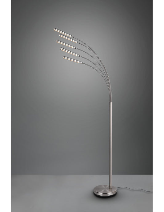 Lámpara de Pie Reed 5 Arcos LED Níquel Mate Al. 195 cm Trio Lighting