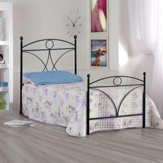 Cama individual de hierro con pie de cama Negro ALICE 92x208x h128 cm
