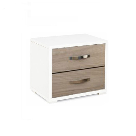 Mesita de noche con frente blanco Olmo 2 cajones 36x52xH 43