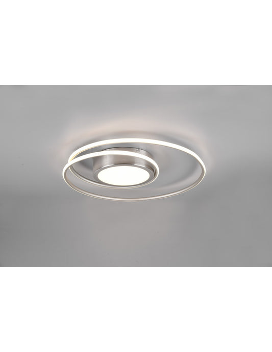 Lámpara de techo circular moderna Yava Nickel Led Dimmer Trio Lighting