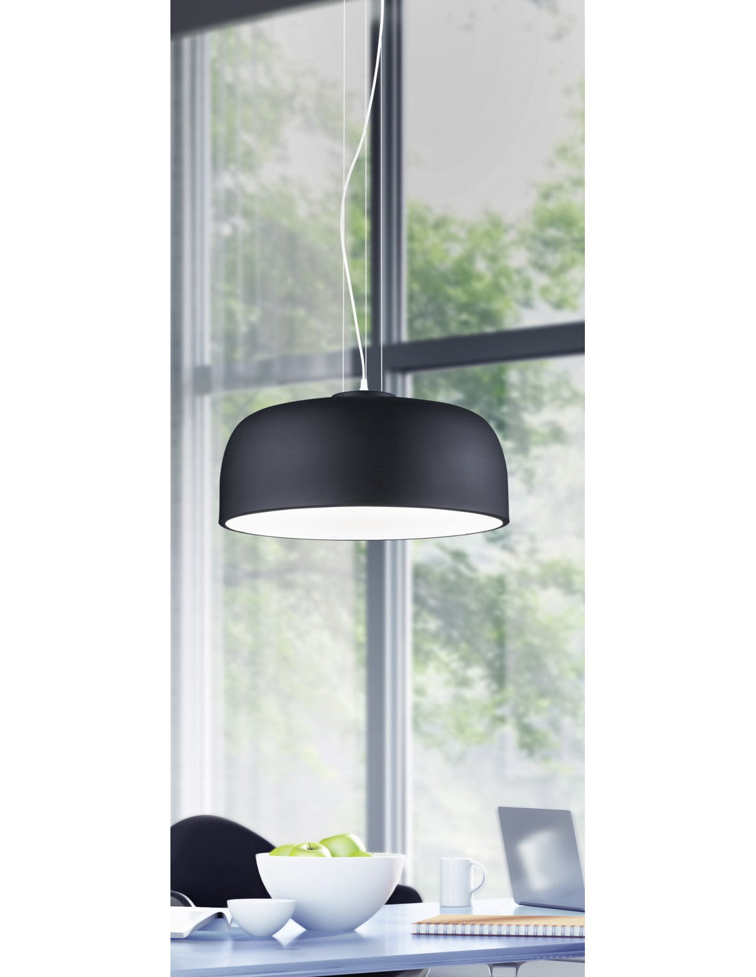 Iluminación moderna en trío de 4 luces Baron con suspensión de metal negro