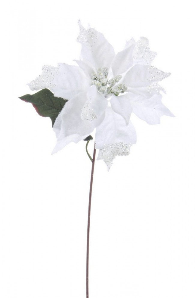 12x Púa Poinsettia Glaciares Blanco H40Cm