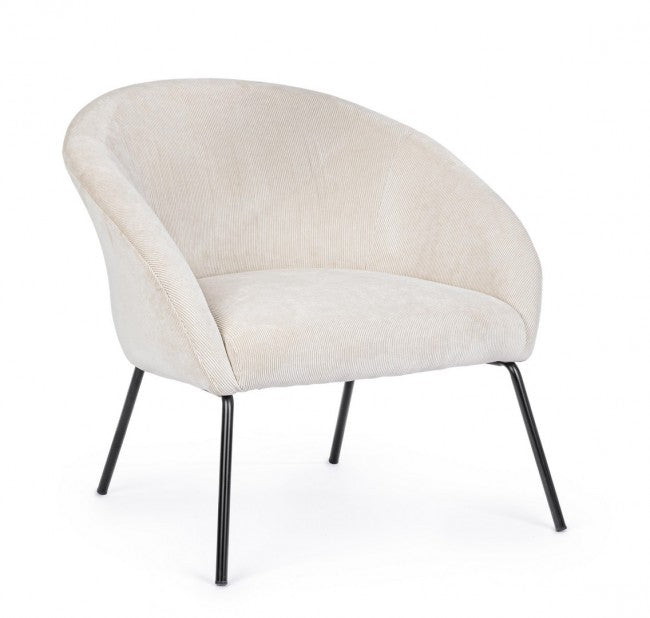 Aiko Velvet sillón de metal terciopelo blanco 80 x 76 x 75 cm