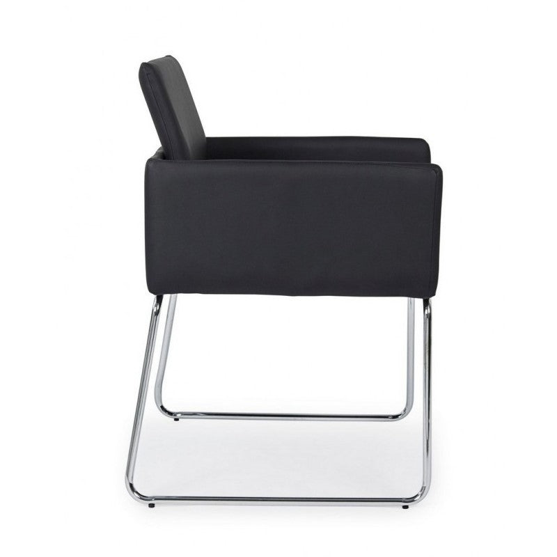 Silla con reposabrazos en símil piel Negro SIXTY 60x54x h80,5 cm