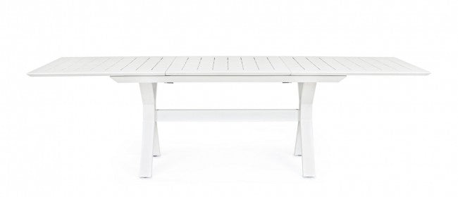 Mesa de jardín extensible Kenyon blanca 180-240 x 100 cm