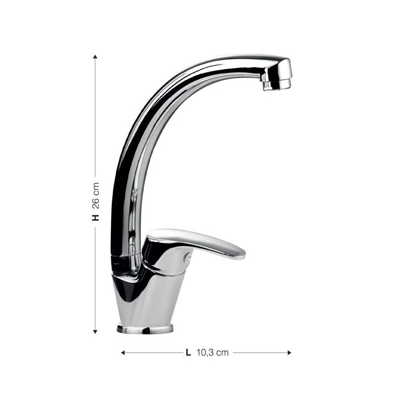 Rubinetto miscelatore da cucina canna in acciaio finitura cromo h.26x10,3 cm EFFEZ