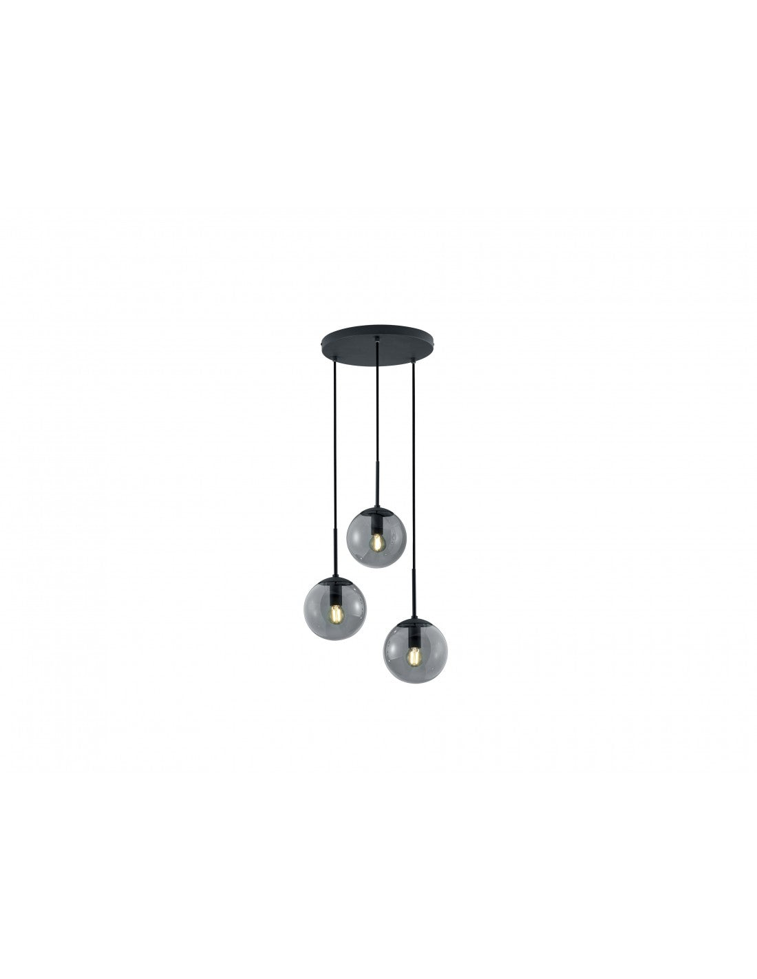 Suspensión Redonda Moderna 3 Luces Esferas Vidrio Ahumado Balini Trio Lighting