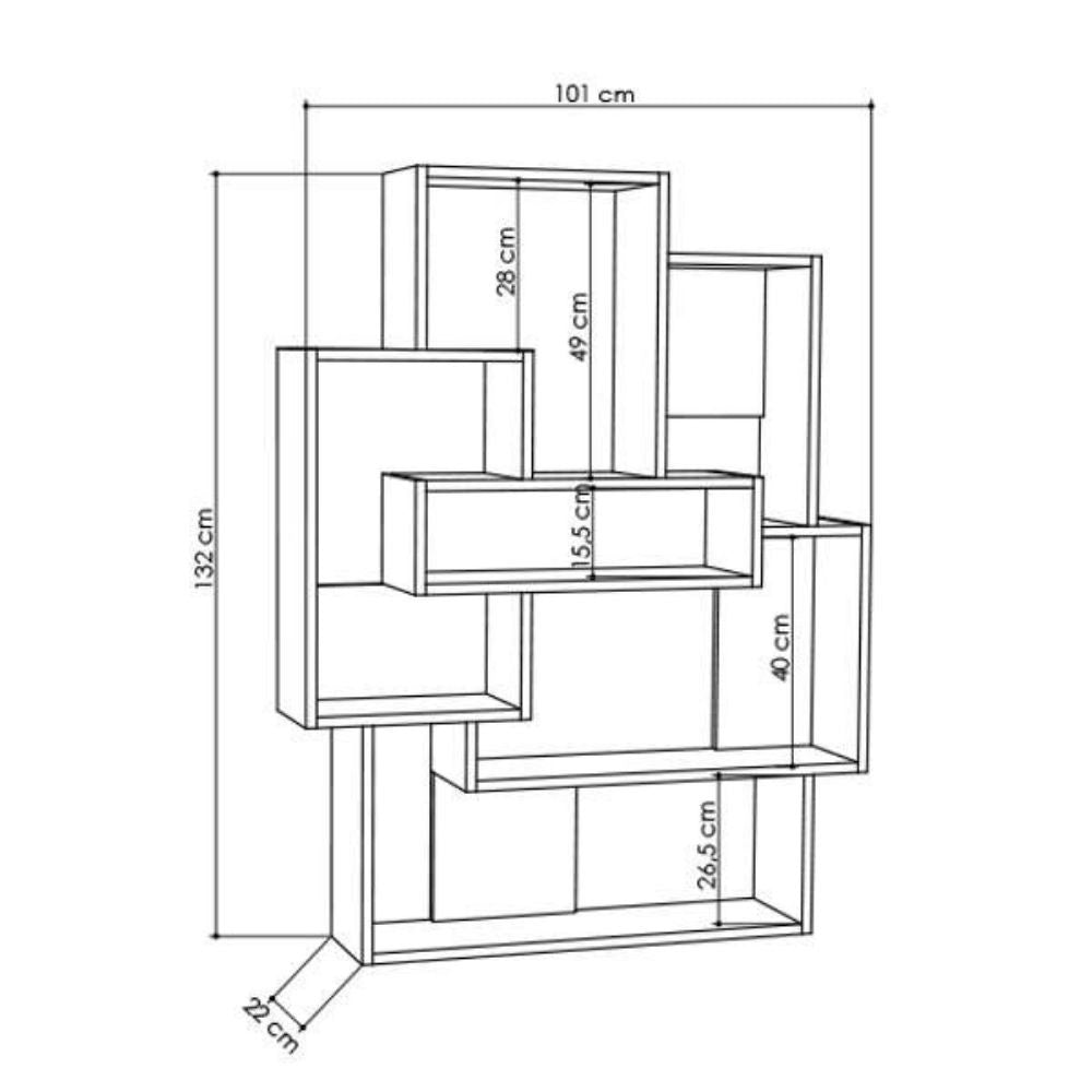 Librería Barce blanco antracita 101x22x132h