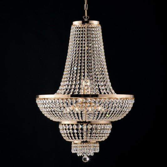 Araña imperial de hierro dorado y latón con diez luces 65x h95 cm