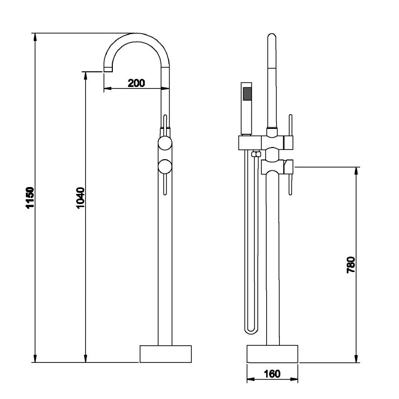 Mezclador monomando de bañera Dante - Cromo