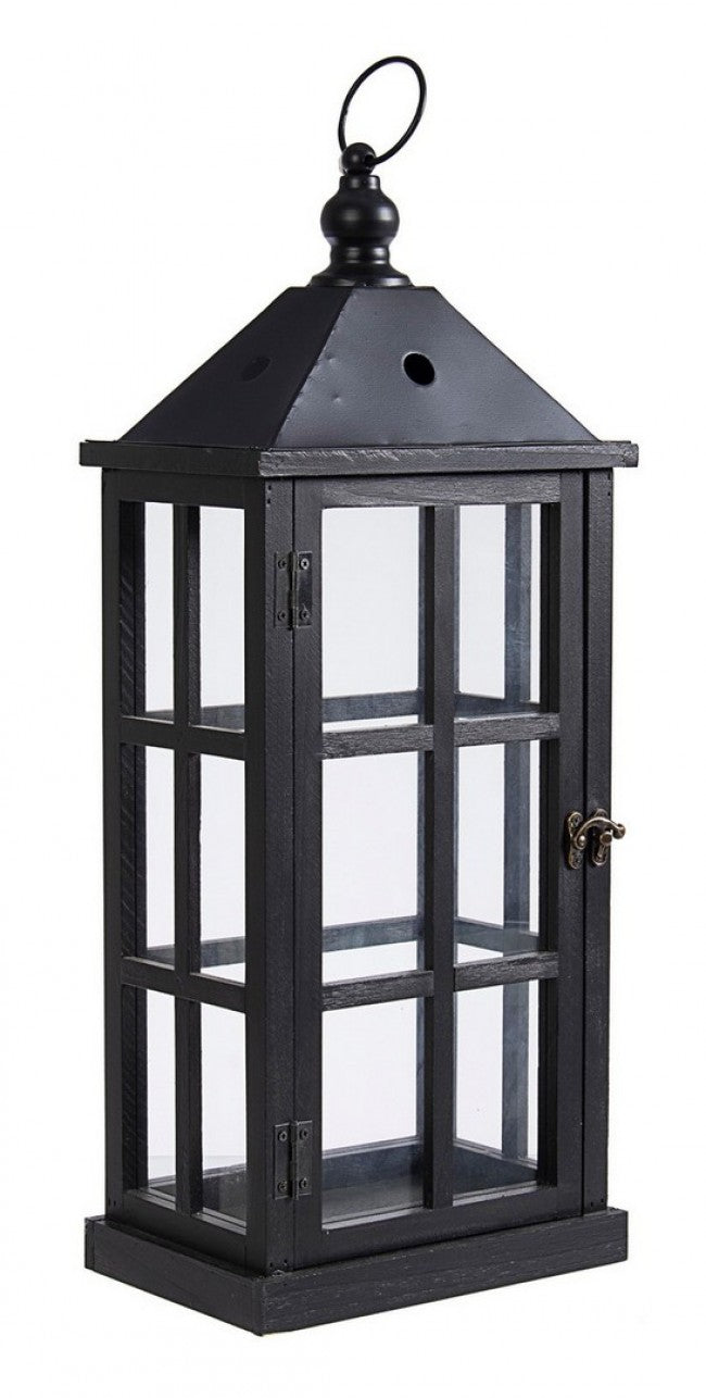 4x Farol de madera negro H55