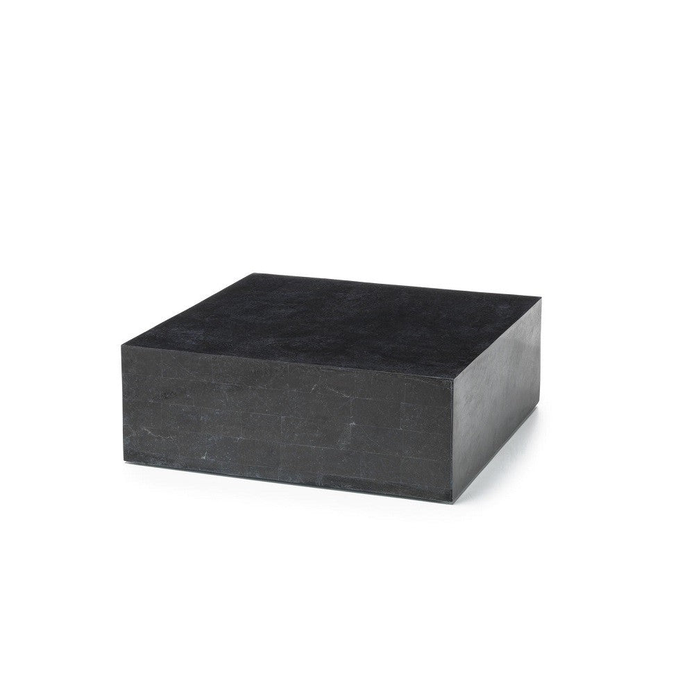 Mesa de centro moderna de piedra negra 80 x 80 xh 28 cm