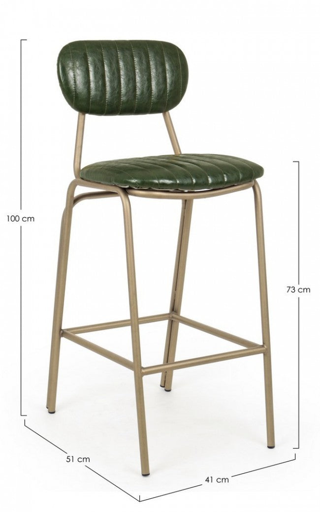 Taburete de bar Addy vintage verde oscuro 41x51x100h cm