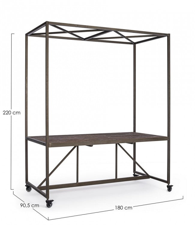 Mesa expositora industrial con techo 180x220h cm