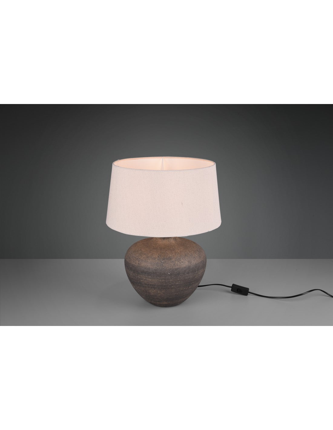 Lámpara de pie de cerámica con pantalla Lou Sand Ø38 cm Trio Lighting
