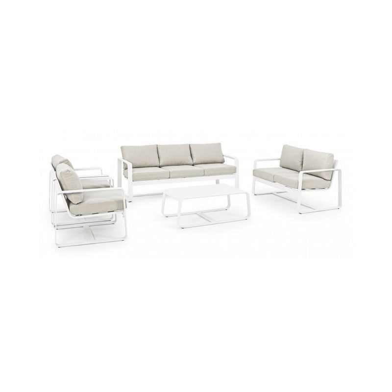 MERRIGAN mesa de centro exterior aluminio blanco 105x62x h38 cm