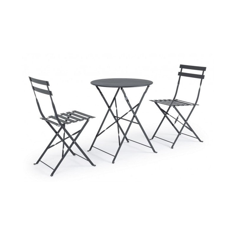 Conjunto de jardín Bizzotto antracita Mesa y sillas Bistrot