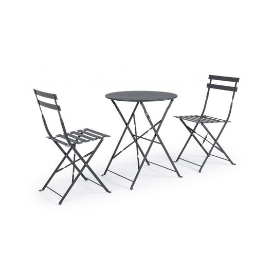 Conjunto de jardín Bizzotto antracita Mesa y sillas Bistrot