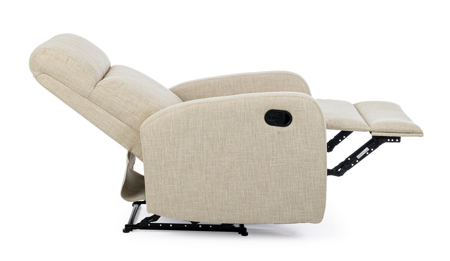 Sillón reclinable manual en tejido Iris beige