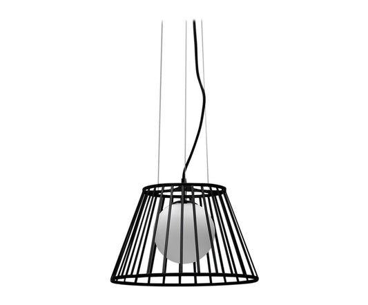 Lámpara colgante de metal con pantalla negra D25/35xD20/35x120h cm