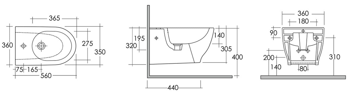 Bidé suspendido Luna