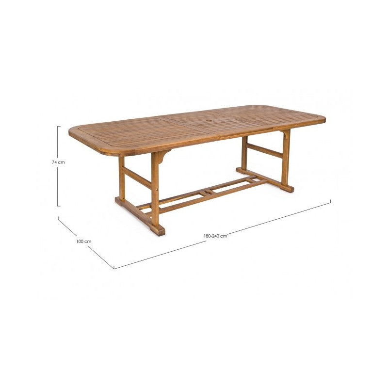 Mesa de exterior extensible Noemí de madera 180-240x100x h 74cm
