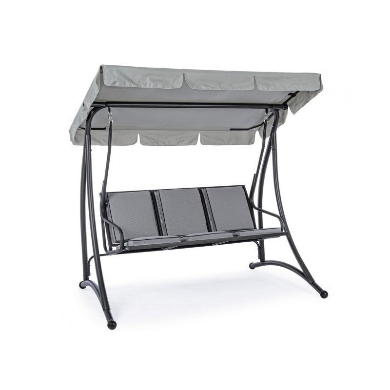 Columpio de acero de tres plazas Antracita GRELY 190x120x h185 cm