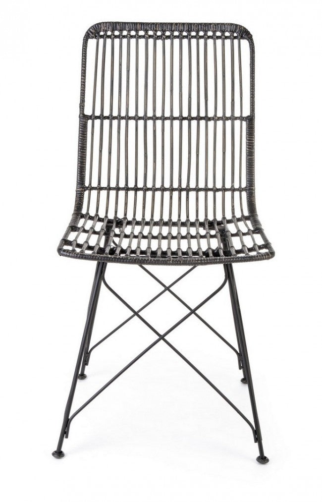 Silla de estilo moderno en acero y kubu Negro LUCILA 45x55x h85 cm