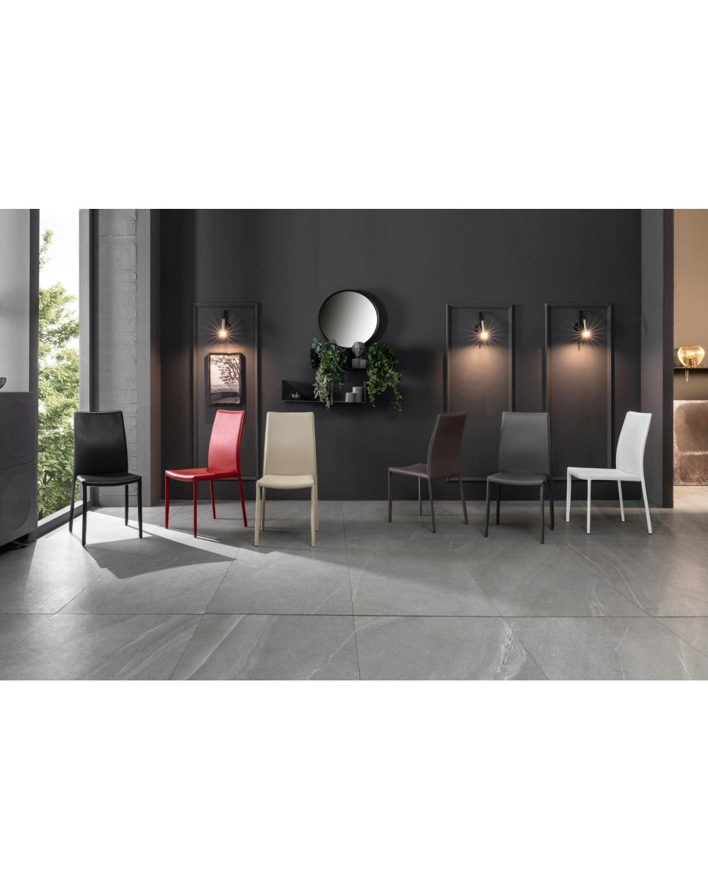 4x Silla Kitty STS de polipiel y metal blanco