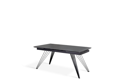 Mesa extensible vintage gris-negro mate 90 cm x 160-240 cm cm Alt. 76 cm