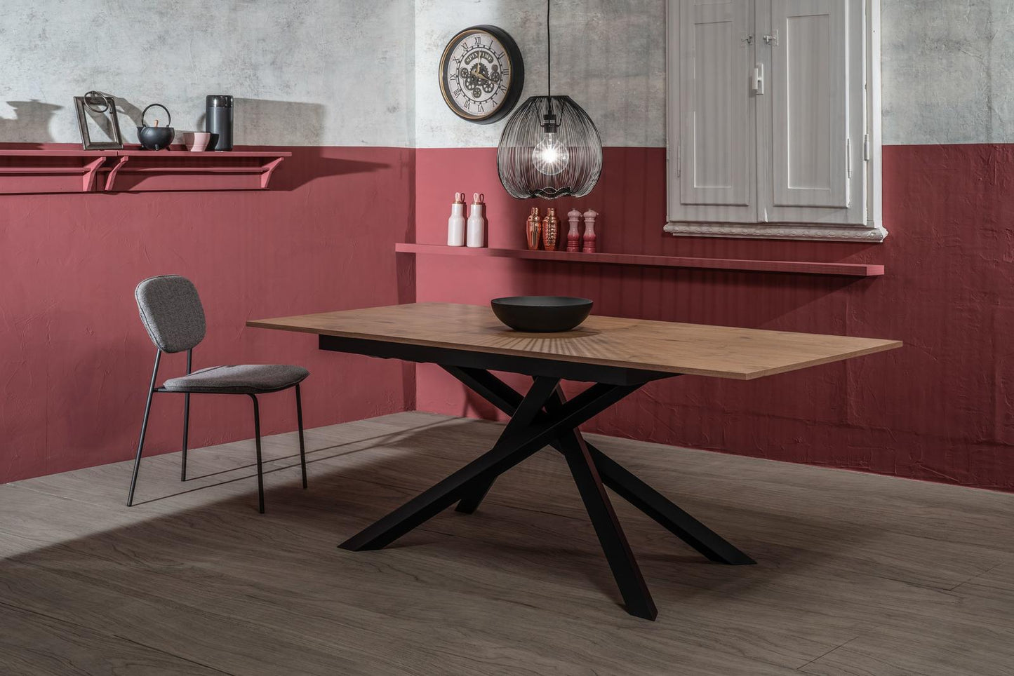 Mesa extensible hormigón gris - negro 90 cm x 140- 190 cm Alt. 76 cm