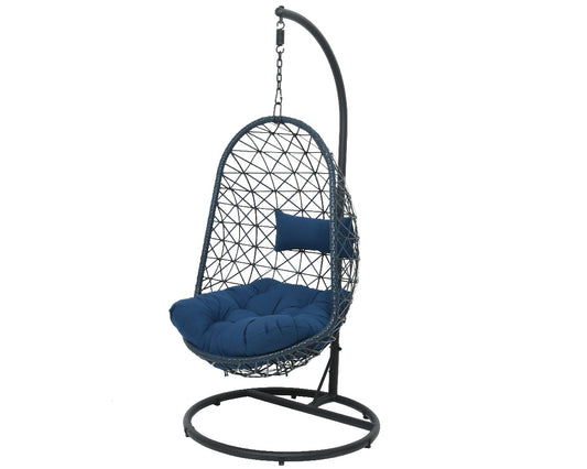 Columpio de mimbre exterior Bolonia azul oscuro 195h cm