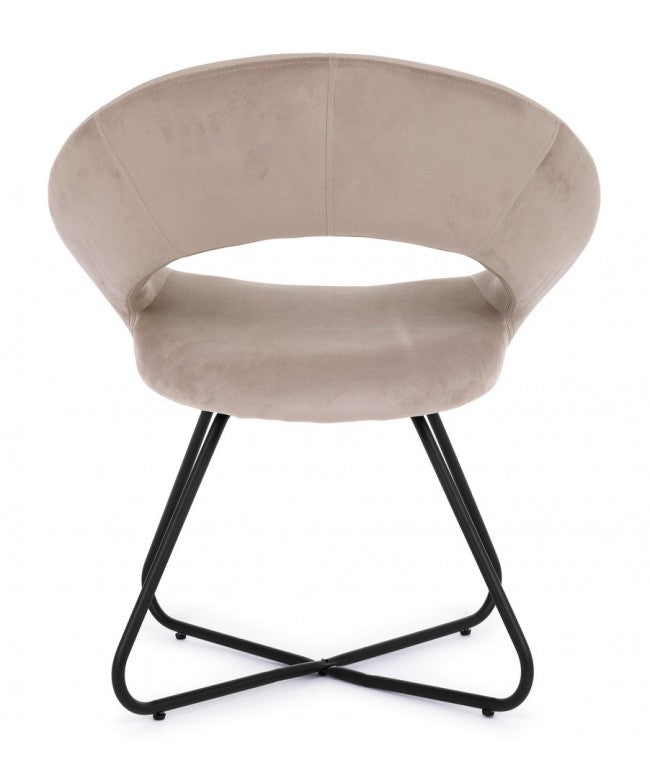 2x Sillón Vanity de terciopelo gris tórtola y patas negras