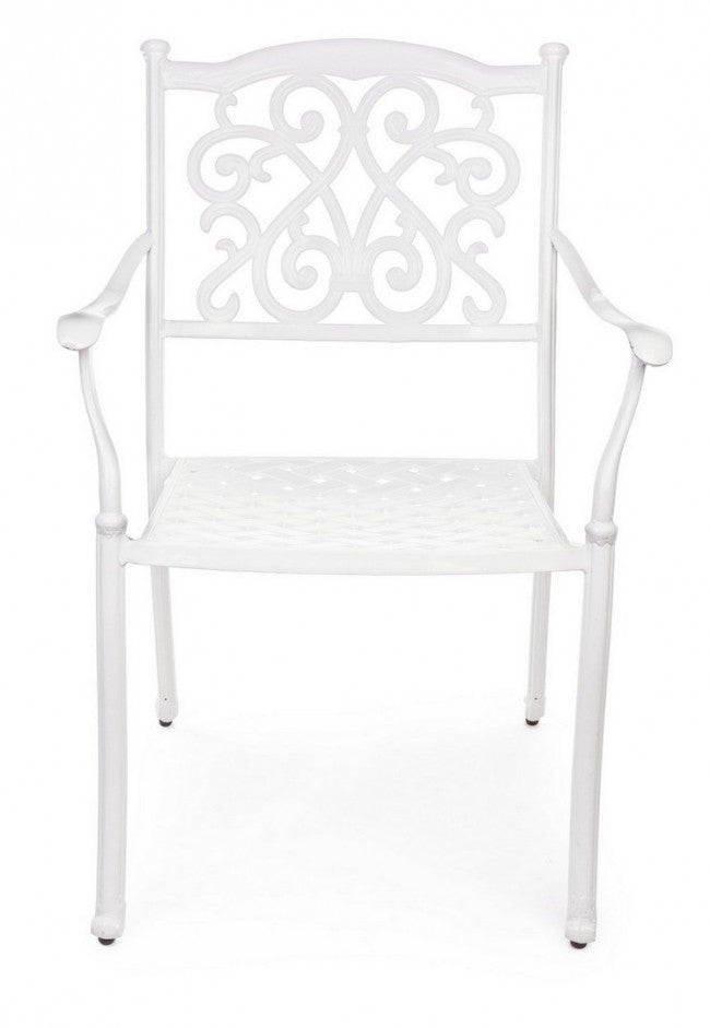 Silla de exterior Ivrea blanca con reposabrazos