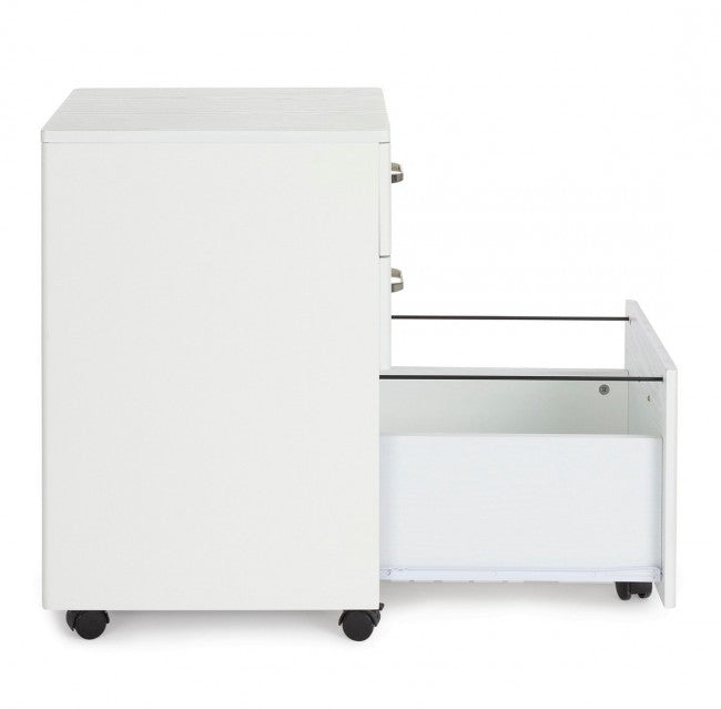 Cajonera de oficina en MDF con tres cajones en Fresno Blanco NADIR 40x44x h65 cm