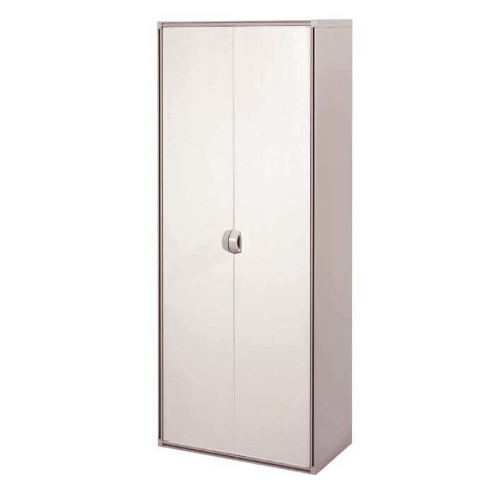 Armario de toda planta serie Qbik en resina con 2 puertas + 3 estantes