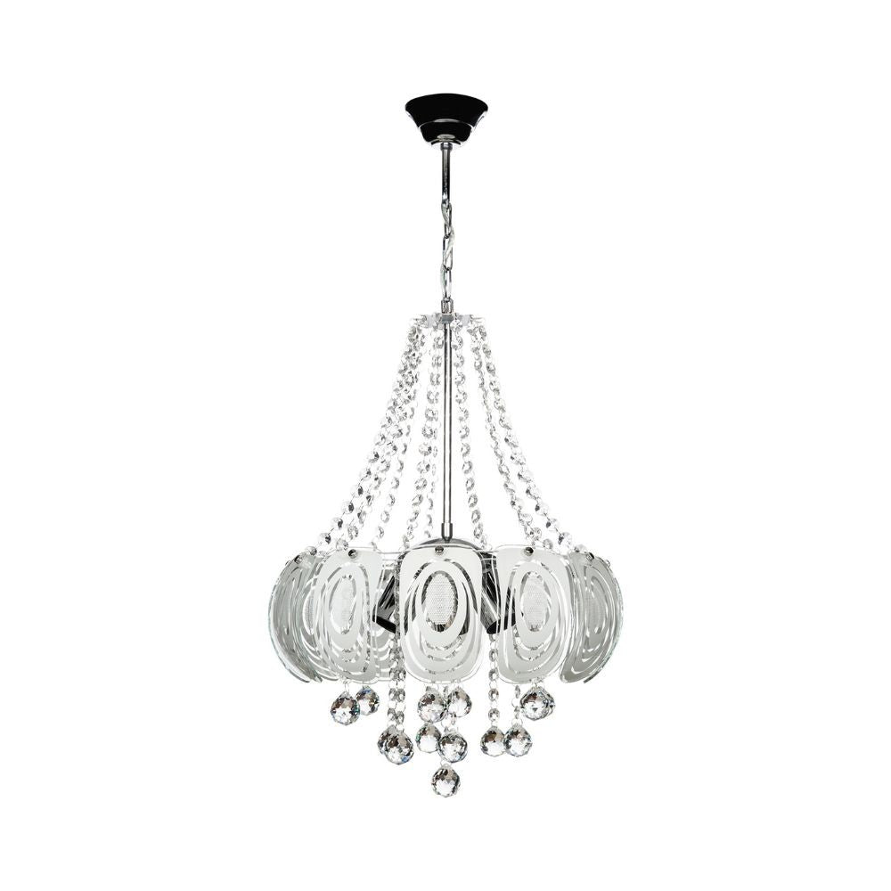 Lámpara de techo plateada Yon MDL3973 decorada con vidrio y piedras efecto cristal