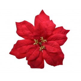 Estrella de Navidad Poinsettia Roja con clip 16x h3 cm