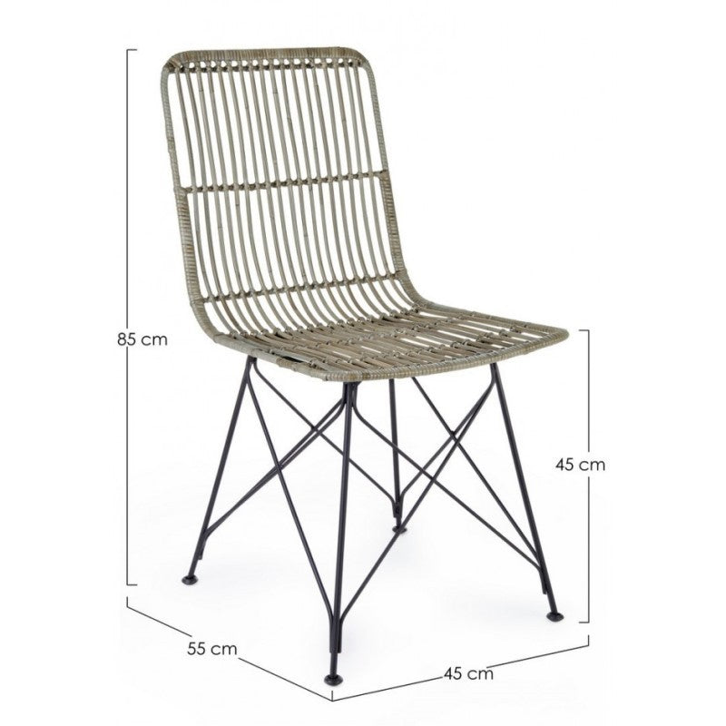 Silla de estilo moderno en acero y kubu Gris LUCILA 45x55x h85 cm