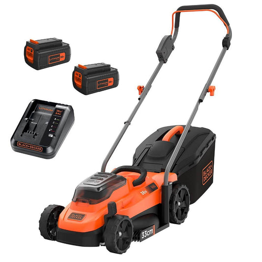 Cortacésped inalámbrico Black&amp;Decker BCMW3318L2-QW con doble batería de 18V