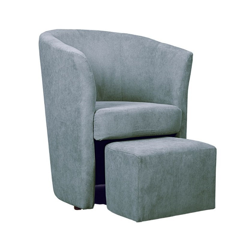 Sillón de tela con puf extraíble DJERBA Gris claro 63,5x 62,5x h76 cm