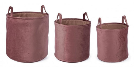 3x Set 3 P. Objetos Terciopelo A Rosa