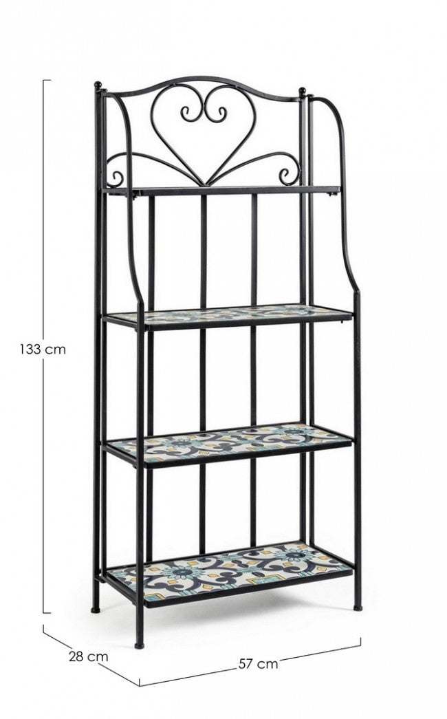 Librería plegable Positano 4 estantes en metal estilo country 57x28x133h cm
