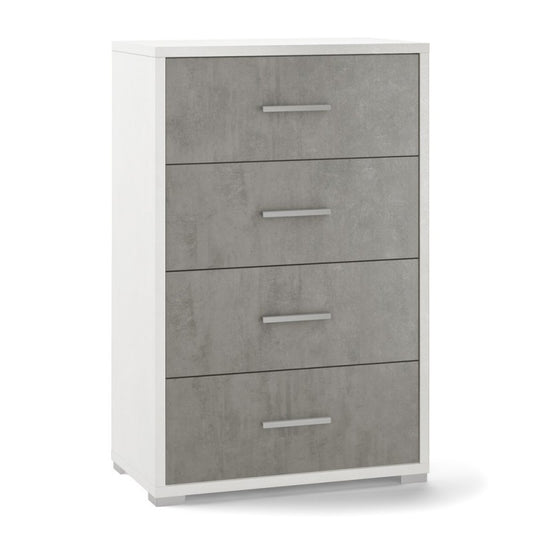Cómoda de oficina de cuatro cajones en Blanco Cemento 51x41x h110 cm